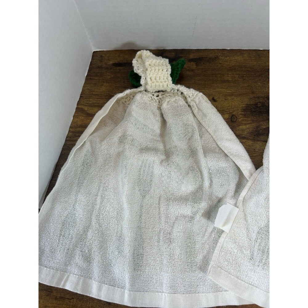 Set Of 2 Hanging Kitchen Towels Crochet Top Spoon Fork Farmhouse Decor Rustic - Picture 10 of 15